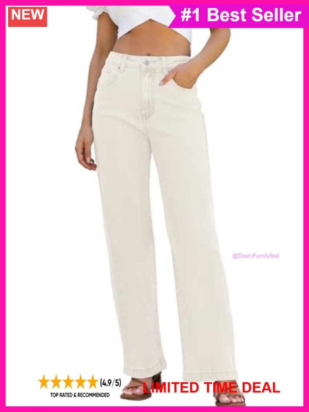 Women's High Waisted Straight Leg Stretchy Lightweight Tummy Control Jeans